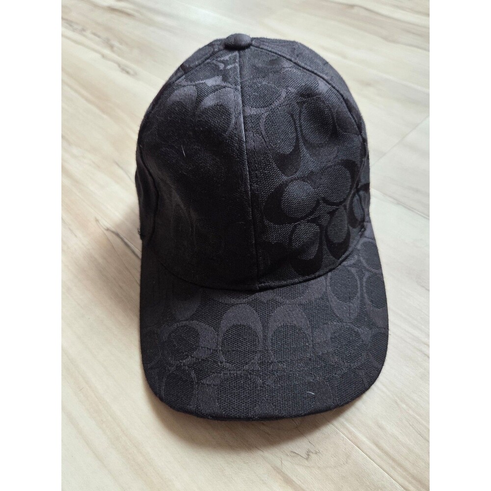 Coach Signature Canvas Men's Embroidered Logo Hat Black Adjustable Medium Large